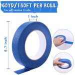 HTVRONT Blue Painters Tape – 1 Inch x 60 Yards x 3 Rolls Masking Tape, Multi-Surface Painters Tape, Paint Tape for Wall, Painting, Craft, Art Supplies, Clean Release Painter’s Blue Tape