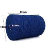 Royal Blue Jute Twine 2.5mm Thick 328 Feet Heavy Duty Natural Craft Twine String for Home Gardening Plant Picture Hanger Colored Jute Twine for Gifts Presents Mason Jars Wedding