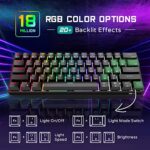 RK ROYAL KLUDGE RK61 Wired 60% Mechanical Gaming Keyboard RGB Backlit Ultra-Compact Hot-Swappable Blue Switch Black