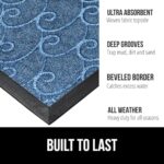 Gorilla Grip 100% Waterproof All-Season WeatherMax Doormat, 23×35, Durable Natural Rubber, Stain and Fade Resistant, Low Profile, Indoor Outdoor Doormats, Easy Clean Patio Entry Mat, Ocean Blue Waves