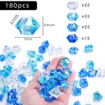FUTUREPLUSX 180PCS Iridescent Acrylic Ice Rocks, Blue Vases Fillers Holographic Crushed Ice Sparkling Plastic Diamonds Gems for Ocean Theme Table Centerpieces Scatters Home Decor