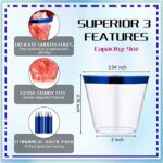 Norme 50 Pcs Clear Plastic Cups 9 oz Disposable Party Cup Rimmed Plastic Cups Disposable Wine Glasses Drinking Tumblers Plastic Cocktail Cups for Wedding Birthday Thanksgiving Holiday (Blue)
