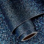 FunStick 15.8″x240″ Black Blue Reflective Glitter Wallpaper Stick and Peel Removable Sparkly Navy Blue Glitter Contact Paper Self Adhesive Fabric Glitter Wall Paper Roll for Room Walls Cabinet Dresser