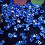 DomeStar 180PCS Iridescent Blue Fake Ice, Dazzling Blue Fake Diamonds Acrylic Ice Rocks Sparkling Plastic Gems for Christmas Vases Fillers Winter Table Scatters Home Decor