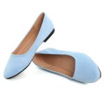 SAILING LU Pointy Toe Shoes Women Solid Ballet Flats Comfort Solid Flat Shoes for Crews Women Work Slip On Moccasins Sky Blue Size 8.5