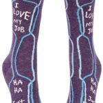 Blue Q Women’s Funny Crew Socks – I Love My Job. Ha Ha Just Kidding! (fit shoe size 5-10)