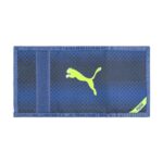 PUMA unisex child Rise Trifold Tri Fold Wallet, Polyester, Blue/Yellow, One Size US