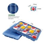 Ice Cube Trays Set of 2, Easy Release 15 Flexible Silicone Ice Cube Molds with Removable Lid Reusable Freezer Ice Trays Stackable for Whiskey, Baby Food, BPA Free (BLUE)