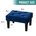 viewcare Foot Stools Ottoman, Small Velvet Soft Footrest Ottoman with Wood Legs, Sofa Footrest Extra Seating for Living Room Entryway Office, Blue