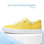 Obtaom Women’s Play Fashion Sneaker Comfortable Canvas Slip on Shoes Washed Canvas Flats?Lemon Yellow?US9?