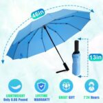 GAOYAING Windproof Travel Compact Umbrella Automatic Umbrellas for Rain Compact Folding Umbrella Small Portable Windproof Umbrellas for Men Women Teenage Light Blue