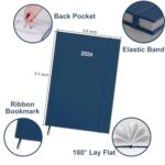 2024 Planner – Weekly & Monthly Planner from January 2024 to December 2024, Agenda 2024 with Inner Pocket, Elastic Band, Hard Cover, Perfect Daily Organizer, 5.8” × 8.3”, Blue