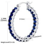 Hoop Earrings For Women 925 Sterling Silver Post Royal Blue Cubic Zirconia Christmas Birthday Party Jewelry Gifts for Women Gilrs weinuo