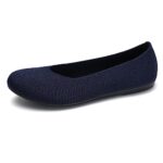 Women’s Ballet Flat Dressy Casual Knit Shoes Round Toe Women Mesh Flats Dark Blue