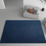 DweIke Large Navy Blue Modern Area Rugs for Bedroom Living Room, 5×7 ft Thickened Memory-Foam Indoor Carpets, Minimalist Style Carpet Suitable for Boys Girls and Adults with Fluffy Touch, Washable