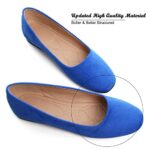 SAILING LU Royal Blue Flats for Women Comfortable Wide Width Square Toe Ballet Shoes Dressy Slip-ons Loafers Size 9