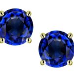 Star K 7mm Round Created Sapphire Classic Screw Back Stud Earrings 14 kt White Gold