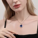 AILUOR Titanic Heart of the Ocean Necklace, Sterling Silver Blue Sapphire Crystal Necklace Pendants Jewelry Valentines Mother’s Day Gift