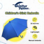 The Weather Station Children’s Rain Umbrella, Manual Metal Folding Mini Umbrella, Windproof, Lightweight, and Packable for Travel, Full 32 Inch Arc, Royal