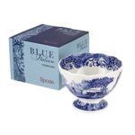 Spode Blue Italian Footed Bowl | Made of Porcelain | Berries, Sweets, and Chocolate Bowl | Scalloped Edge | Measures 4.75-Inch | Dishwasher and Microwave Safe