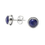 Blue Sapphire Stone Stud Post Earrings, 925 Sterling Silver Gemstone Earring 6 MM Round Girls Women Gift