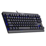EagleTec KG040 Mechanical Gaming Keyboard Blue LED RGB Backlit Wired with Clicky Blue Switches Equivalent Compact Tenkeyless with 87 Keys for Windows PC (Black)
