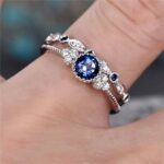 Idiytip Fashion Women’s Charm Rings Diamond Shiny Zircon Rings for Birthday Valentine’s Day(Blue Size 7)