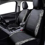 Flying Banner car seat Covers Protects Zebra Printing Velvet Faux Leather Carbon Fiber Front and Rear Bench Full Set (Zebra Black, Full Set – 8PCS)