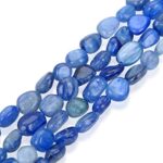 Adabele 1pc Real Natural Blue Kyanite Gemstone Beaded Bracelet 7.5 inch Irregular Chakras Healing Crystal Rock Women Mom Gift GBX-D38