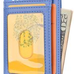 Buffway Slim Minimalist Front Pocket RFID Blocking Leather Wallets for Men and Women – Sand Wathet Blue