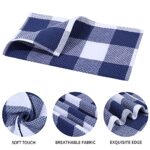 Mordimy 100% Cotton Waffle Weave Kitchen Towels, 13 x 28 Inches, Super Soft and Absorbent Buffalo Check Dish Towels for Drying Dishes, 4-Pack, White & Navy Blue