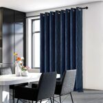 Deconovo Living Room Curtains 84 Inches Long, Blackout Curtains for Bedroom – Navy Blue and Gold Curtains with Pattern, Grommet Room Darkening Drapes (52W x 84L Inch, Navy Blue, 2 Panels)