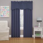 Eclipse Kendall Modern Scalloped Valance Rod Pocket Window Curtain for Kitchen or Bathroom, 42″ x 18″, Denim