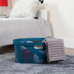 Mind Reader 40L Laundry Basket, Set of 2, Clothes Hamper, Lid, Ventilated, Plastic, 23″L x 14.5″W x 10.5″H, Blue