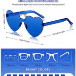 20 Pairs Heart Shaped Rimless Sunglasses Cute Candy Color Frameless Glasses Trendy Eyewear (Dark Blue)