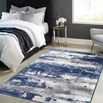 BEIMO Area Rugs for Bedroom Living Room Machine Washable Large Modern Abstract Print Soft Entryway Runner Rug, Non Slip Carpet with Gripper, Blue 3×5