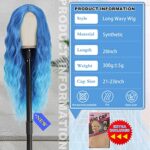 BUPPLER Halloween Wigs Cosplay Long Blue Wig 28 Inch Middle Part Synthetic Wig Realistic Halloween Gifts Party Wigs for Women Daily Use Colorful Wigs (Blue)