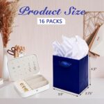 Plauthus 16 Pack Mini Navy Gift Bags with Handles & Tissue Paper, 4.5” Small Gift Bags for Small Items, Boutique, Wedding, Bridal, Baby Shower, Father’s Day, Graduation