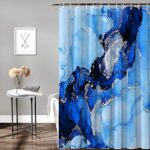 VDLBT Marble Shower Curtains for Bathroom Blue Ink Bath Curtain Abstract Luxury Modern Geometric Waterproof Polyester Fabric Bathroom Curtain Set with Hooks Decoration 72 x 72 Inches