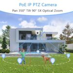 8MP Mini PTZ Dome PoE IP Camera Outdoor Pan 350° Tilt 90° 5X Optical Zoom, 130Ft Full Color Night Vision, H.265, IP67, Two-Way Audio, Compatible with Hikvision NVR/Blue Iris, NDAA