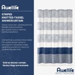 Awellife Navy Blue Shower Curtain for Bathroom Stripe Tassel Shower Curtain 72 X 72 Inches Farmhouse Linen