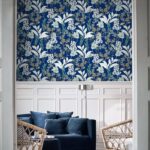 Yasinet Peel and Stick Wallpaper Blue Vintage Wallpaper Removable Floral Contact Paper Self-Adhesive Blue Floral Wallpaper Boho for Walls Cabinets Covering Vinyl Rolls 118.1″ x 16.1″