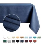 maxmill Jacquard Table Cloth Swirl Pattern Spillproof Wrinkle Resistant Heavy Weight Soft Tablecloth for Kitchen Dinning Tabletop Decoration Outdoor Picnic Rectangle 52 x 70 Inch Navy Blue