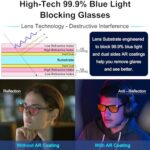 ViewJoy Sleep Glasses 99.9% Blue Light Glasses Dual AR Coatings Amber Orange Lens for Computer Gaming Reduce Eyestrain Black Frames