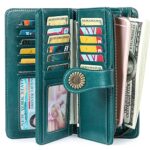 SENDEFN Wallets for Women Genuine Leather Credit Card Holder with RFID Blocking Large Capacity Wristlet