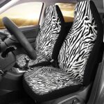 UNICEU Trendy White Zebra Animal Print Car Seat Covers Front Seats Only,Universal Fit for Truck SUV or Van