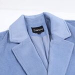 CHARTOU Women’s Oversized Notched Collar Wool Blend Single Breast Midi Long Trench Coat (Medium, Blue)