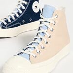Converse Men’s Chuck 70s Tri Panel Sneakers, Navy/Oat Milk/Ocean Retreat, Blue, Tan, 9.5 Medium US