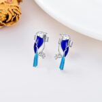 Blue Jay Stud Earrings 925 Sterling Silver Bluebird of Happiness Jewelry “Our Love Never Dies” Gifts for Women Mom