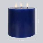 duduta 3 Wick Navy Blue Flameless Pillar Candles with Remote Timer, Real Wax 6″ x 6″ Flickering LED Battery Candle